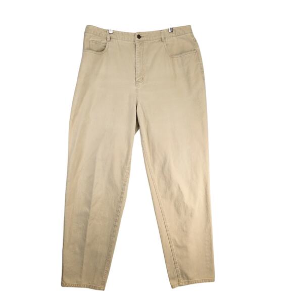 Talbots Beige Jeans Women's 18 Cotton Twill 34x29" Straight Leg Casual Preppy - Picture 1 of 10